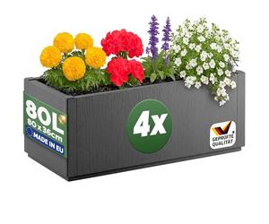 CASARIA Set 4X Jardineras Exterior 80L Macetero Rectangular Antracita