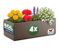 CASARIA Set 4X Jardineras Exterior 80L Macetero Rectangular Terracota | 80x36x35cm, Drenaje Integrado, Plástico, Resistente UV, Antihielo, Apilable, Flores, Hierbas Aromáticas, Huerto Urbano, Patio