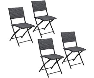 CASARIA® Set 4X Sillas Poliratán Plegables Resistentes 120kg Fácil Guardar Transportable Intemperie