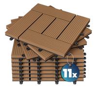 Casaria® Set Baldosas Exterior WPC Losetas Jardín Aspecto Madera Antideslizantes Rejilla Drenaje Resistente Intemperie Suelo Terraza Balcón Patio Cubiertas Interior Sistema Clic Terracota 30x30cm 1m²