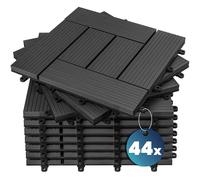 Casaria® Set Baldosas Exterior WPC Losetas Jardín Aspecto Madera Antideslizantes Rejilla Drenaje Resistente Intemperie Suelo Terraza Balcón Patio Cubiertas Interior Sistema Clic Antracita 30x30cm 4m²