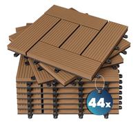 Casaria® Set Baldosas Exterior WPC Losetas Jardín Aspecto Madera Antideslizantes Rejilla Drenaje Resistente Intemperie Suelo Terraza Balcón Patio Cubiertas Interior Sistema Clic Terracota 30x30cm 4m²