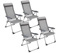 CASARIA® Set de 4 Sillas de Jardín Plegables de Aluminio Reclinables 7 Posiciones Montadas Camping Balcón Terraza PatioReclinables 7 Posiciones Montadas Camping Balcón Terraza Patio