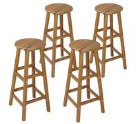 CASARIA® Set de 4 Taburetes de Bar Madera de Acacia Maciza Carga hasta 150Kg Altura 75cm Interior Exterior