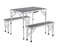 CASARIA Set de Mesa Plegable Camping 2 Bancos Aluminio 4 Personas Gris