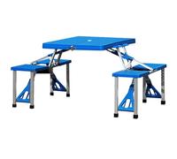 Casaria® Set de Mesa Plegable Camping 4 Asientos Aluminio Función Maleta Compacta Asa de Transporte Orificio para Sombrilla Resistente Intemperie Ideal Picnic Acampada Vacaciones Excursión Festivales