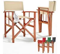 CASARIA® Silla de Director Plegable Madera de Eucalipto Certificación FSC® con Reposabrazos Carga hasta 160 kg Funda Lavable Altura Asiento 46 cm Exterior Jardín Balcón Camping