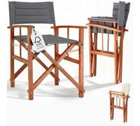 CASARIA® Silla de Director Plegable Premium Madera de Eucalipto Certificación FSC® Acolchada con Reposabrazos Funda Lavable Comodidad Asiento Exterior Jardín Balcón Carga hasta 160 kg