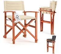 CASARIA® Silla de Director Plegable Premium Madera de Eucalipto Certificación FSC® Acolchada con Reposabrazos Funda Lavable Comodidad Asiento Exterior Jardín Balcón Carga hasta 160 kg