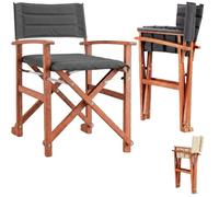 CASARIA® Silla de Director Plegable Premium Madera de Eucalipto Certificación FSC® Acolchada con Reposabrazos Funda Lavable Comodidad Asiento Exterior Jardín Balcón Carga hasta 160 kg