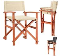 CASARIA Silla Director Plegable Acolchada Madera Eucalipto Certif. FSC | Asiento y Respaldo Acolchados, Reposabrazos, Carga 160 kg, Funda Lavable 30 °C, Exterior, Jardín, Balcón, Camping