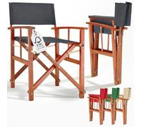 CASARIA® Silla de Director Plegable Madera de Eucalipto Certificación FSC® con Reposabrazos Carga hasta 160 kg Funda Lavable Altura Asiento 46 cm Exterior Jardín Balcón Camping