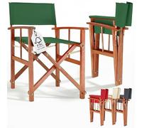 CASARIA Silla Director Plegable Madera Eucalipto Certificación FSC | Reposabrazos, Carga hasta 160 kg, Funda Lavable 30 °C, Altura Asiento 46 cm, Exterior, Jardín, Balcón, Camping