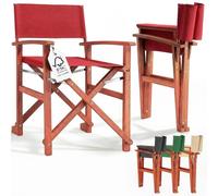 CASARIA Silla Director Plegable Madera Eucalipto Certificación FSC | Reposabrazos, Carga hasta 160 kg, Funda Lavable 30 °C, Altura Asiento 46 cm, Exterior, Jardín, Balcón, Camping