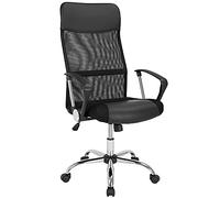 CASARIA® Silla Giratoria de Oficina Escritorio Ergonómica Malla Transpirable 5 Ruedas Respaldo Alto Ajustable 46-60 cm Función Balanceo Soporte Lumbar Negro