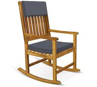 CASARIA® Silla Mecedora Reposabrazos Acacia 160Kg Funda Lavable Jardín Balcón Terraza Resistente Intemperie Interior Exterior Cojines Antracita