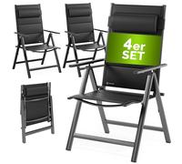 CASARIA® Sillas de Jardín Exterior Plegables Set de 4 Acolchadas Respaldo Alto Reclinable 8 Posiciones Carga 120Kg Aluminio Resistente Intemperie Estables Terraza Camping