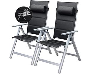CASARIA® Sillas de Jardín Exterior Reclinables 8 Posiciones Carga 120KG Aluminio 2 Unid. Plegables Terraza Balcón