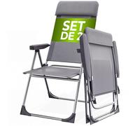 CASARIA Sillas de Jardín Plegables Juego de 2 | Respaldo Ajustable 6 Posiciones, Marco Aluminio, Resistentes, Ligeras, Carga 130Kg, Tejido Transpirable, Cojín Suave