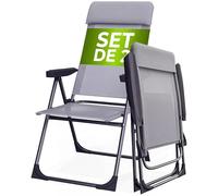 CASARIA Sillas de Jardín Plegables Juego de 2 | Respaldo Ajustable 6 Posiciones, Marco Aluminio, Resistentes, Carga 130Kg, Tejido Transpirable, Cojín Suave, Ligeras