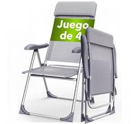 CASARIA Sillas de Jardín Plegables Juego de 4