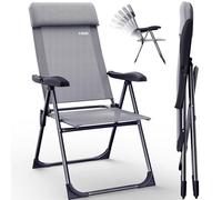 CASARIA® Sillas de Jardín Plegables Set de 2 Respaldo Alto 7 Posiciones Ajustables Marco Aluminio Carga hasta 110Kg Estables Ligeras Exterior Terraza