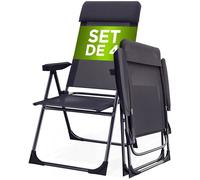 CASARIA® Sillas de Jardín Plegables Set de 4 Respaldo Alto Ajustable en 6 Posiciones Reclinable Marco Aluminio Estables Ligeras Exterior Terraza Balcón Camping