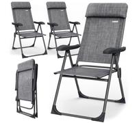 CASARIA® Sillas de Jardín Plegables Set de 4 Respaldo Alto Ajustable en 7 Posiciones Reclinable Marco Aluminio Estables Ligeras Exterior Terraza Balcón Camping