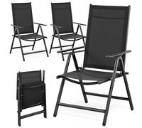 CASARIA® Sillas de Jardín Plegables Set de 4 Respaldo Alto Ajustable en 8 Posiciones Reclinables Aluminio Resistentes Intemperie Carga 120Kg Estables Exterior Terraza Balcón