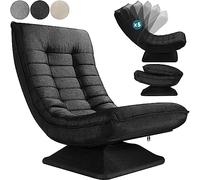 CASARIA Sillón Relax Giratorio Respaldo Ajustable Negro