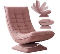 CASARIA Sillón Relax Giratorio Respaldo Ajustable Pana Rosa Oscuro | 360°, Carga 150Kg, Suave Acolchado, Egonómico, Manual, Base, Funda Pana, Plegable, Resistente, 60x105x87 cm