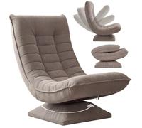 CASARIA Sillón Relax Giratorio Respaldo Ajustable Pana Topo | 360°, Carga 150Kg, Suave Acolchado, Egonómico, Manual, Base, Funda Pana, Plegable, Resistente, 60x105x87 cm