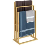 CASARIA® Toallero de Madera Bambú 3 Barras de Acero Inoxidable 82x40x24cm | Independiente, Compacto, Robusto, Estable, Carga total 15Kg, Fácil Montaje, Sin Taladrar