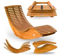 Casaria® Tumbona Mecedora Plegable Asiento Madera Acacia FSC® Certificada 160Kg Ergonómica 154x60x78cm Resistente Intemperie Jardín Balcón Terraza