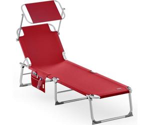 CASARIA® Tumbona Plegable Jardín Playa Reclinable Carga 150Kg Parasol 190x59x29cm Aluminio Piscina