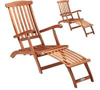 CASARIA® Tumbona Plegable Madera 2uds 160kg Carga Certificado FSC® Resistente Intemperie Reposapiés Extraíble Respaldo Reclinable
