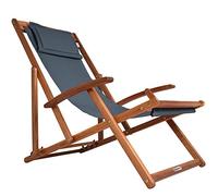 CASARIA® Tumbona Plegable Madera de Acacia Carga 160KG Silla Jardín Playa Transpirable Ajustable Antracita