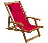 CASARIA Tumbona Silla de Madera Acacia 160Kg 3 Posisiones Plegable Roja