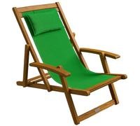 CASARIA Tumbona Silla de Madera Acacia 160Kg 3 Posisiones Plegable Verde | 94x94x60cm, Camping, Exterior,Transpirable, Playa, Resistente, Fácil Montaje, Certificado FSC, Terraza, Reclinable, Relax