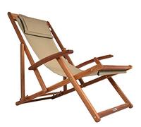 CASARIA® Tumbona Silla de Madera de Acacia Plegable 3 Posiciones Carga 160KG 94x94x60cm Sillas Jardín Playa Transpirable Mueble Camping Exterior Beige