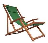 CASARIA® Tumbona Silla de Madera de Acacia Plegable 3 Posiciones Carga 160KG 94x94x60cm Sillas Jardín Playa Transpirable Mueble Camping Exterior Verde