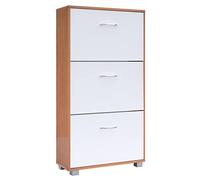 CASARIA® Zapatero 3 Puertas, Estrecho, para 18 Pares, Mueble Organizador de Zapatos, Armario Compacto, Entrada Recibidor Pasillo Salón, Estantería de Madera, Antivuelco, 115x60x25cm