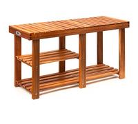 Casaria® Zapatero 87x45x30cm Banco Carga 160Kg 3 Niveles Madera Acacia | Estanteria, Zapatos, Botas, Entrada, Organizador, Baño, Cocina, Estable, Robusto