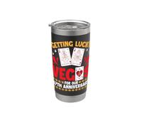 Casarse con Lucky Vegas 47th Anniversary Casino Pareja Vaso térmico de acero inoxidable de doble pared