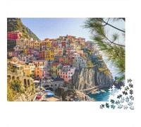 Casas Coloridas Puzzles 1000 Piezas Reciclado Papel Cinque Terre Puzzle for Niños Divertido Regalo & Actividad for Home Great Regalo for Child‘s Cumpleaños 38x26cm/1000pcs