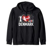 Casas con Bandera de corazón I Love Denmark Sudadera con Capucha
