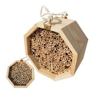 Casas de abejas de jardín - Hotel de madera natural, hábitat ecológico, polinizador al aire libre duradero | Colmenar colgante con cañas de bambú para albañiles, mariquitas solitarias Ga ventajosa