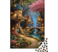 Casas de árbol de fantasía Rompecabezas 1000 Piezas Acertijos Inteligentes DIY Adultos Familia Decoración Familiar Regalo Hombre Mujer 38x26cm/1000pcs