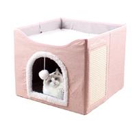 Casas de Gatos para Gatos Interiores, Gran Cueva de,Casa Plegable Cama de Gato Grande - Linda casa de de de Mascotas con una Pelota de lujos