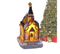 Casas de Navidad de resina,Navidad LED miniatura cottage figura Decoración de temporada Mesa Casas fijas de colores para escritorio, mesa de café, mesa de comedor, armario